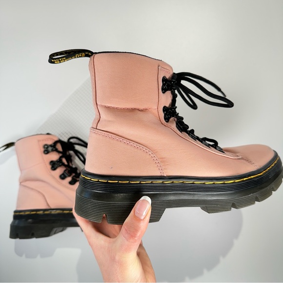 Dr Martens Combs Combat Boots Ankle Pink Lace Up Lug Sole Womens US 6 - Picture 5 of 13